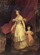 Karl Briullov Portrait of Gaand Duchess Yelena Pavlovna with her daughter France oil painting artist